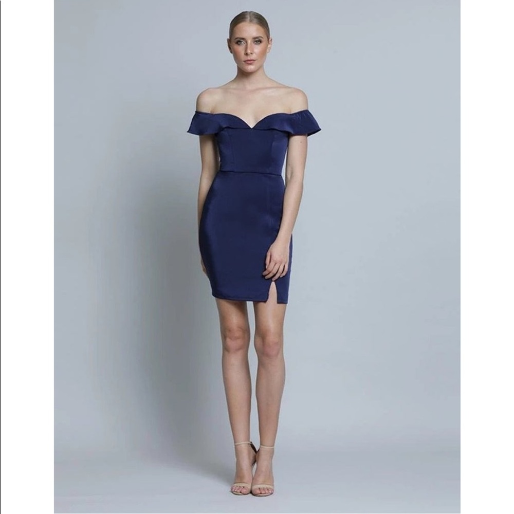 Navy Cara Off Shoulder Mini Dress